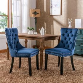 Collection Modern, High-end Tufted Solid Wood Contemporary Velvet Upholstered Dining Chair with Wood Legs Nailhead Trim 2-Pcs Set,Blue, SW2001BL Collection Modern, High-end Tufted Solid Wood Contemporary Velvet Upholstered Dining Chair with Wood Legs Nailhead Trim 2-Pcs Set,Blue, SW2001BL